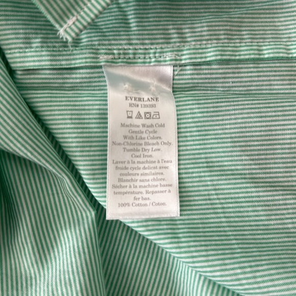 Everlane NWT Women’s Long Sleeve Button Down Oversized 100% Cotton Striped Mint - Picture 9 of 10